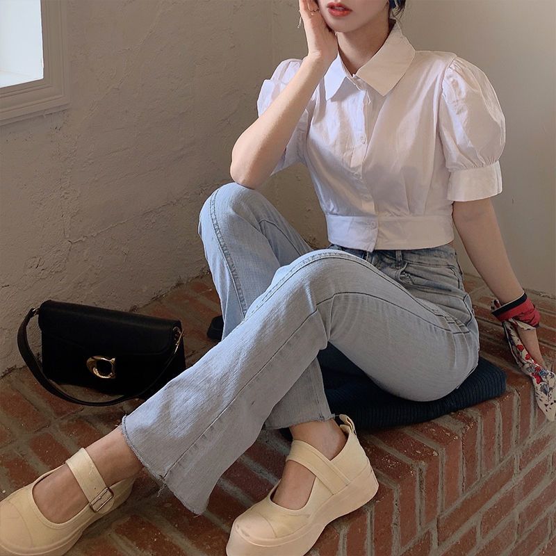 Summer Clothing For Teens - Korean Summer Puff sleeve White Shirt