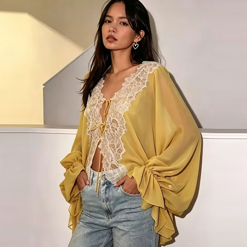Lace Women's Shirts Blouse Sum - đánh giá và giá Summer Clothing For Teens