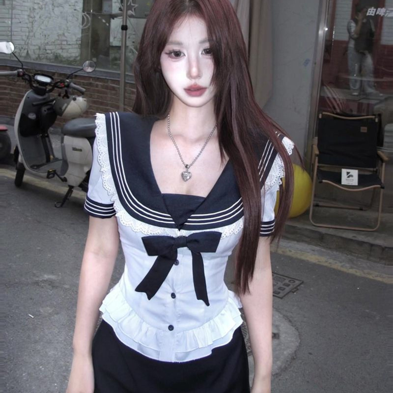 Deeptown Sweet Bow Sailor Coll - đánh giá và giá Summer Clothing For Teens