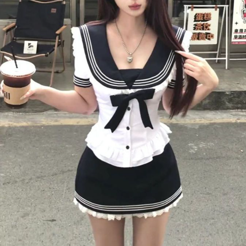 Deeptown Sweet Bow Sailor Coll - đánh giá và giá Summer Clothing For Teens