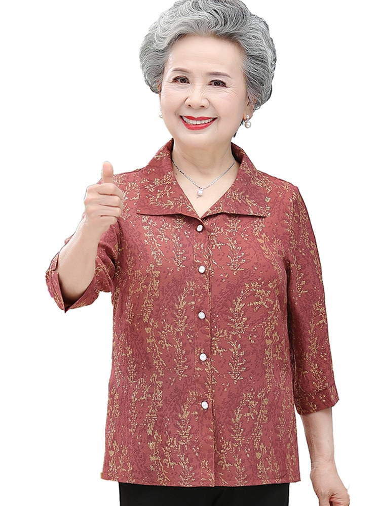 Elegant Grandmother Style Shir - đánh giá và giá Summer Clothing Over 60